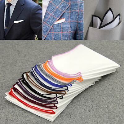 #ad Men Pocket Square Cotton Handkerchief Wedding Party Formal Towel Hanky Kerchief C $4.28
