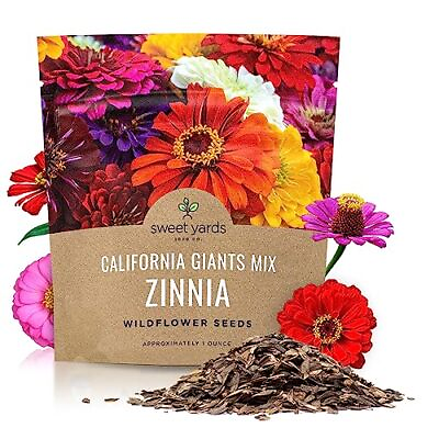 #ad Zinnia Seeds: California Giants Mix Large 1oz Packet 3000 Flower Seeds Mix $23.42