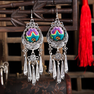 #ad Bohemian Embroidery Earrings Ethnic Retro Fringe Hook Dangle Drop Handmade BOHO $9.95