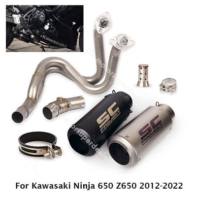 #ad For Kawasaki Ninja 650 Z650 2012 2022 Full System Exhaust Tips Black Header Pipe $281.99