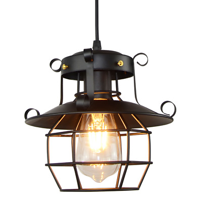 #ad Metal Caged Pendant Light Industrial Vintage Ceiling Light Hanging Lamp Fixture $25.85