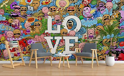 #ad 3D Love Graffiti Wallpaper Wall Mural Removable Self adhesive 321 AU $349.99