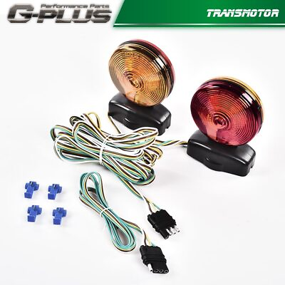 For 12V Magnetic Towing Tow Light Trailer RV Tow Dolly Tail Towed Amber Red Lamp $20.59