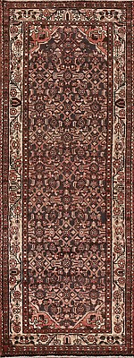 #ad Vintage Hamedan Geometric 10 ft Runner Rug Hand knotted 4x10 Carpet $524.00