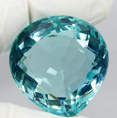 #ad 103.95 Ct Natural Ocean Blue Aquamarine Pear Cut Loose Gemstone Certified $18.49