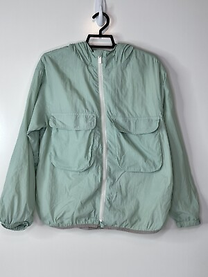 #ad #ad Zara Windbreaker Jacket Youth Size 11 12 Light Blue Green Lightweight Coat $17.86