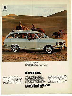 #ad 1968 BUICK Opel Kadett white Deluxe Wagon Elephants Chimpanzee Vintage Print Ad $8.95