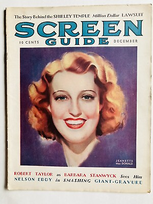 #ad Vtg Screen Guide Movie Magazine December 1936 Barbara Stanwyck Marlene Dietrich $39.99