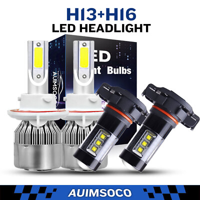 #ad 4x LED Headlight HIGH LOW BeamFog Light Bulbs kit For Jeep Wrangler 2010 2020 $35.99