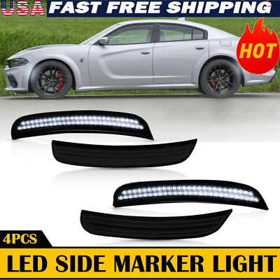 #ad 4X Smoked LED Side Marker Light for 2015 2022 Dodge Charger Widebody White Lens $38.32