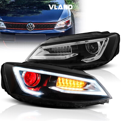 #ad VLAND LED Projector Headlights For 2011 2018 VW Jetta MK6 Sequential Turn Signal $386.09
