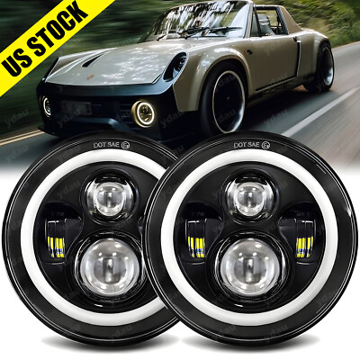 #ad Pair Halo Angle Eyes 7quot; Round LED Headlights For Porsche 911 912 914 924 928 944 $43.50