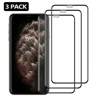 #ad 3 Full Coverage Tempered Glass Protector For iPhone X XS 11 12 13 14 15 Pro Max $4.88