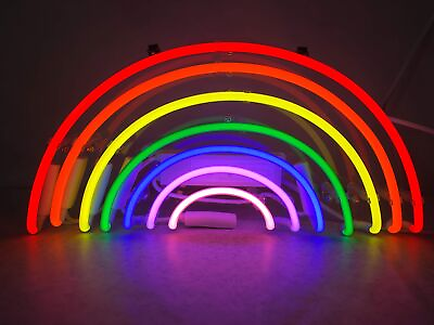 #ad Neon Signs Rainbow Shaped Neon Light Real Glass Handcraft Light for Christmas... $86.85
