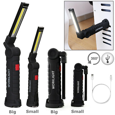 #ad Magnetic Rechargeable COB LED RED Work Light Lamp Flashlight Folding Torch $14.95