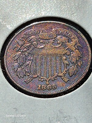 #ad 1865 2 cent Bronze coin Fancy US civil war era $28.95