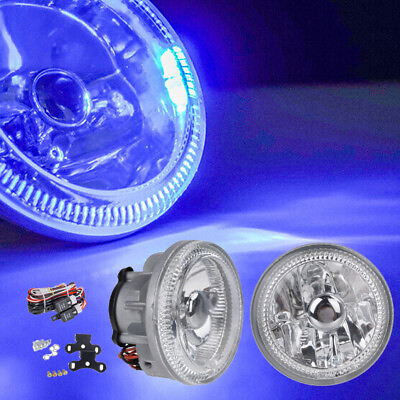 #ad Universal 4quot; Round Blue Halo Chrome Housing Clear Lens Fog Lights Driving Lamps $29.99
