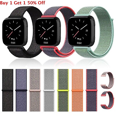 #ad For Fitbit Versa Smart Sport Soft Woven Nylon Watch Band Adjustable Strap US $6.34