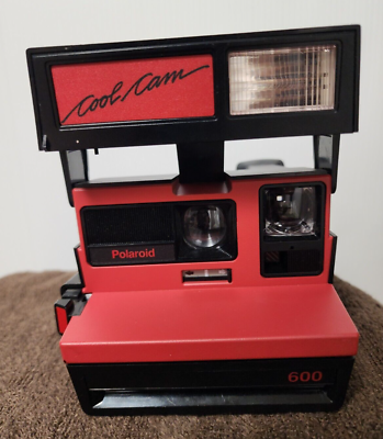 #ad Vintage Polaroid 600 Cool Cam Instant Film Camera W Strap Red amp; Black $69.99