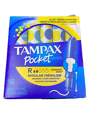 #ad Tampax Pocket Pearl Plastic Regular Tampons Unscented 16 Count $8.90