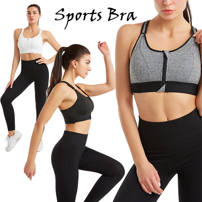 #ad Women#x27;s High Impact Support Sports Bras Front Closure Push Up Bra Workout Bra $16.79