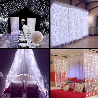#ad Curtain String Lights 9.8 X 9.8ft 304 Led Starry Fairy Lights For Wedding Bedroo $24.52