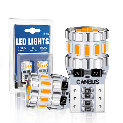 #ad 2PCS Yellow T10 168 2825 License Plate Light Side Marker Light Bulb 3500K Amber $19.99