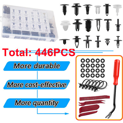 #ad 446PCS Bumper Retainer Clips Rivets Fasteners Trim Removal Tool for Ford Toyota $24.92