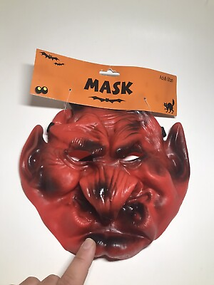 #ad Devil Latex Halloween Mask Adult Size BNWT Red Monster Demon $14.44