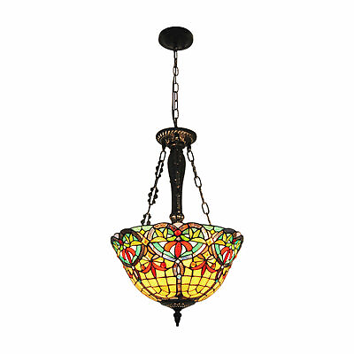 #ad Tiffany Stained Glass Ceiling Pendant Light Fixture Vintage Hanging Lamp Decor $95.08