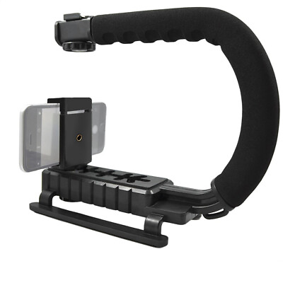 #ad C Shape Bracket Video Handle Handheld Stabilizer Grip for DSLR With Phone Mount $16.95