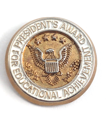 #ad VTG Presidents Award For Educational Improvement White Gold Tone Enamel Pin $9.99