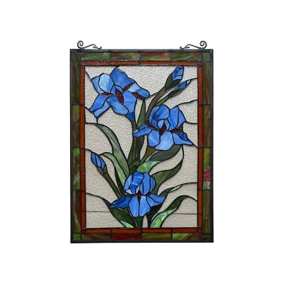 #ad Stained Glass Window Panel Floral Colorful Flower Tiffany Style ONE THIS PRICE $174.74