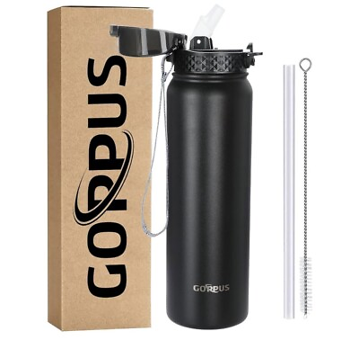 #ad GOPPUS 32oz 1 Liter Sports Water Bottle Stainless Steel Bottles $16.00