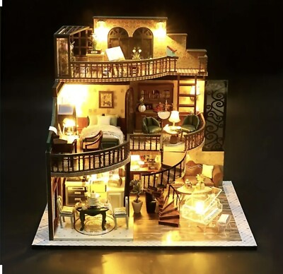 #ad 1pc Handmade 3D Mini Doll House Kit With Furniture Creative Room Villa Puzzle $48.00