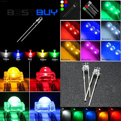 #ad 3 10mm LED Diodes Light Round Straw Hat Flat Rectangle Piranha Clear DIFFUSED $57.59