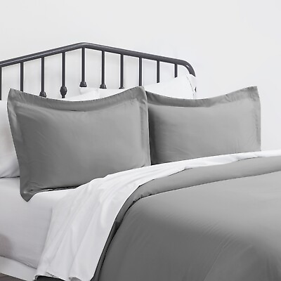 #ad Kaycie Gray Basics Set of 2 Pillow Shams Wrinkle Free Easy Care $14.27