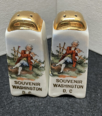 #ad Vintage Souvenir Washington DC Salt And Pepper Shakers Martha and George $12.99