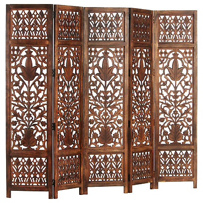 #ad Tidyard 5 Panel Folding Room Divider Wood Hand Carved Freestanding Room F8U5 $424.47