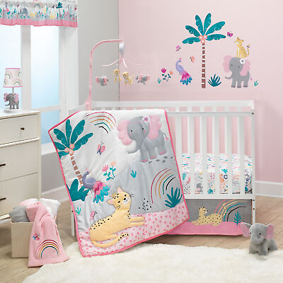 #ad Bedtime Originals Rainbow Jungle 5 Piece Nursery Baby Crib Bedding Set $69.99