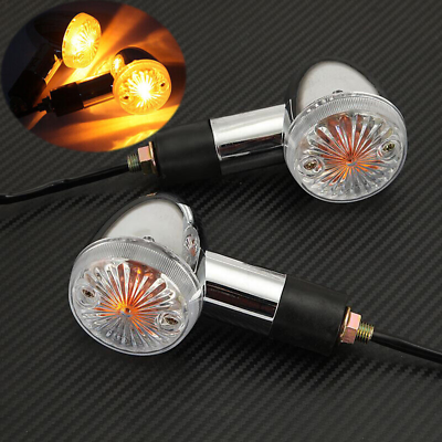 #ad 2pcs Chrome Amber Bullets Turn Signals Light For Kawasaki VN KZ Vulcan 500 750 $16.49
