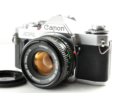 #ad CANON AV 1 av 1 Black with NFD 50mm F 1:1.8 Lens 35mm SLR FILM CAMERA Near Mint $98.99