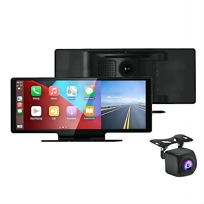 #ad 10.26in Car Camera Dash Cam Carplay Android Auto Rearview Mirror Video Recording $119.68