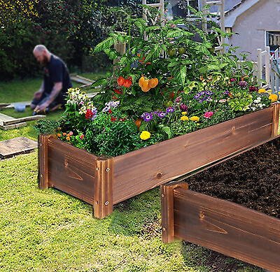 #ad Large Raised Garden Bed Pine Wood Planter Box Kit for Vegetables Herbs Flowers $33.99
