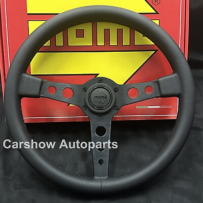 #ad MOMO prototipo P5 Black Edition 350mm 14#x27; Genuine Leather Sport Steering Wheel $95.99