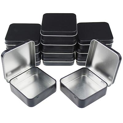 #ad 12 Pieces Square Metal Empty Tins Home Storage Containers Organizer Mini Box ... $25.09