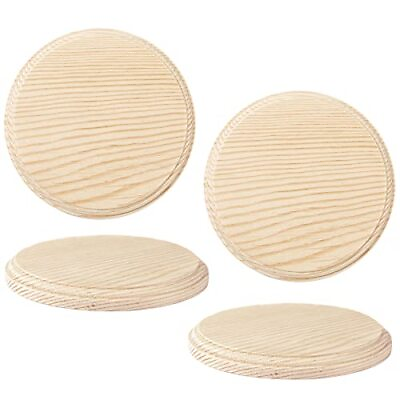 #ad 4 Inch Round Wooden Plaque Unfinished Natural Pine Wood Circle Craft 4Pcs $27.89