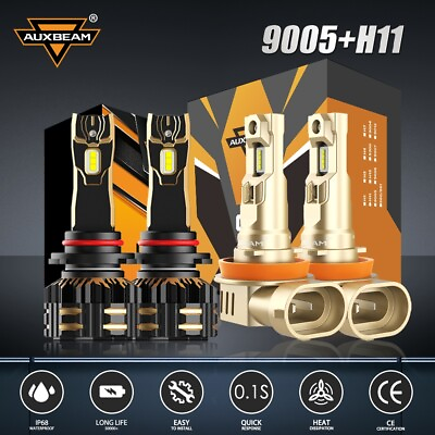#ad H11 H8 H9 9005 LED Combo Kit Headlights High Low Beam Bulbs 6000K Super Bright $36.99