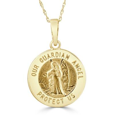 #ad 14k White or Yellow Gold Gold Our Guardian Angle Pendant Necklace 14.5mm Tall $249.99