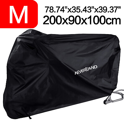 #ad Medium Waterproof Motorcycle Moped Bike Cover Outside Rain Dust Protector Black $18.99